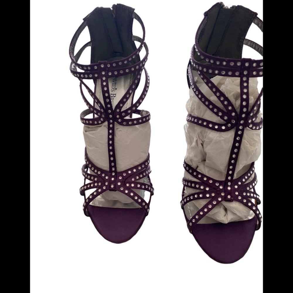 Plum open toe heels